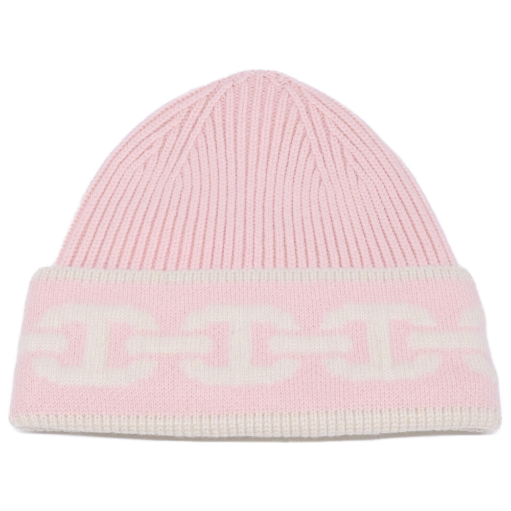 HERMES H232021N HEAVEN Chaine d'Ancre Cashmere Knit Cap Hat S ROSE POUDRE ECR...